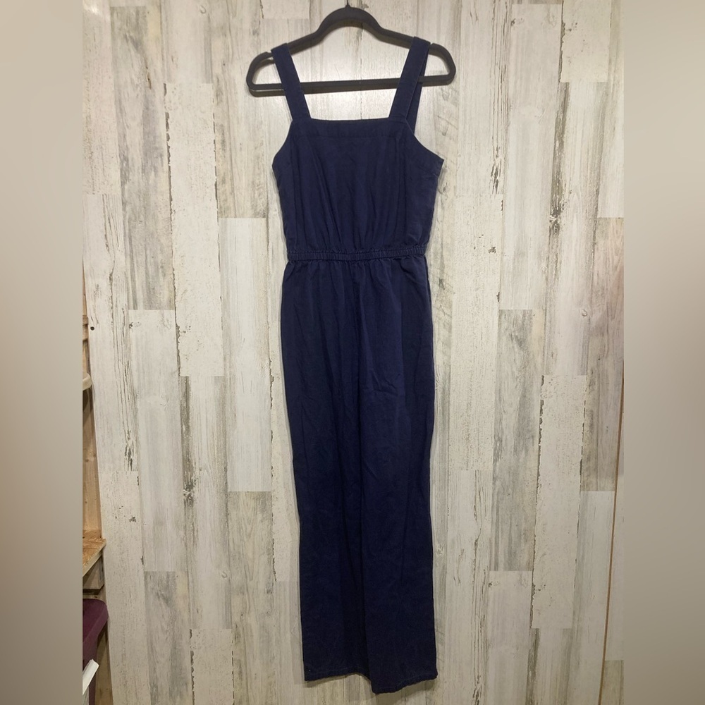 Vineyard Vines Blue Linen Cotton Blend Sleeveless Jumpsuit 2